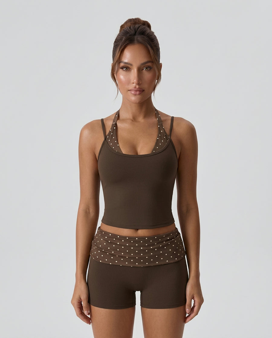 AllNaturals™ Blossom Dot Halter Yoga Set