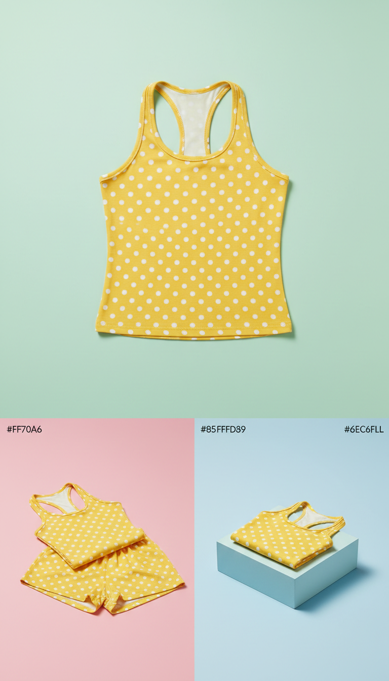 Sunshine yellow polka dot halter tank