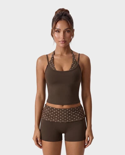 AllNaturals™ Blossom Dot Halter Yoga Set